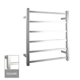 PERLA Square Heated Towel Ladder With 6 Bars in Chrome, Matte Black And Brushed Nickel