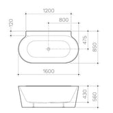 ROUND Back To Wall Freestanding Bath 1400MM OR 1600MM
