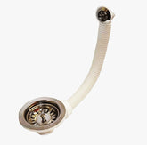 90 x 50mm Polished Stainless Steel Basket Waste with Overflow Kit & Long Thread