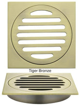 Meir SQUARE Floor Grate Shower Drain 100mm Outlet In Matte Black - Tiger Bronze - Champagne - Brushed Nickel