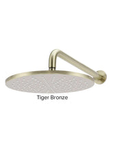 Meir ROUND Wall Shower 300mm Rose, 400mm Curved Arm In Matte Black - Tiger Bronze - Champagne - Brushed Nickel