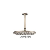 Meir ROUND Ceiling Shower 200mm Rose, 150mm Dropper In Matte Black - Tiger Bronze - Champagne