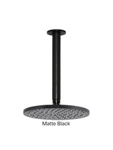Meir ROUND Ceiling Shower 200mm Rose, 300mm Dropper In Chrome - Matte Black - Tiger Bronze - Champagne - Brushed nickel