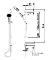 GLIDE RainBoost Adjustable Rail Shower In Chrome - Matte Black - Brushed Brass - Brushed Nickel - Gunmetal