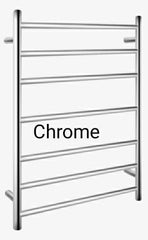 PERLA Round Heated Towel Ladder With 7 Bars In Chrome And Matte Black Available W600xH800xD121mm