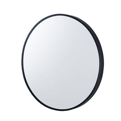 JANU 800x800x40mm Black Aluminum Framed Round Bathroom Wall Mirror with Brackets