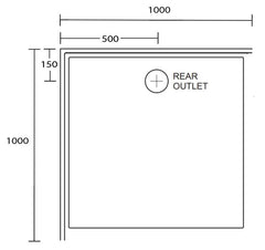 Aussie Polymarble Shower Base 1000x1000 Rear Outlet RHR White