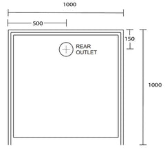 Aussie Polymarble Shower Base 1000x1000 Rear Outlet White