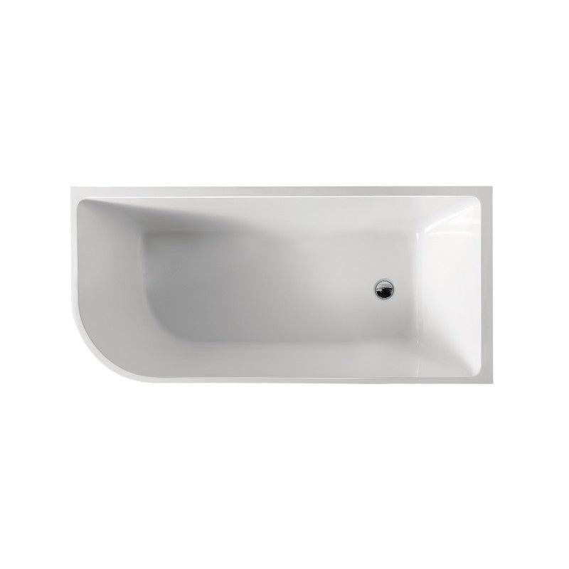 Angolo Back to Corner Bathtub In Gloss White, Matte White Finish with Slim Rim Size 1400, 1500 and 1700