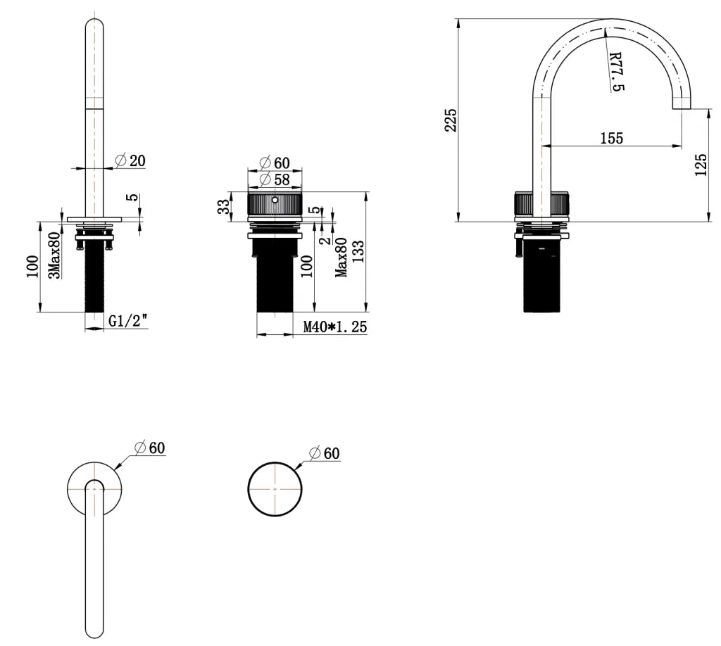 Mica Fluted Gooseneck Hob Basin Mixer Set