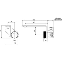Phoenix AXIA Wall Basin / Bath Mixer Set 200mm In Chrome - Matte Black - Brushed Nickel