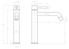 KOKO Extended Basin Mixer Brushed Brass, Brushed Nickel, Brushed Copper, Matte Black, Chrome