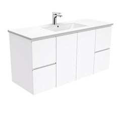 MILAN Fingerpull 1200 Wall-Hung Vanity In Gloss White, Matte White And Matte Black