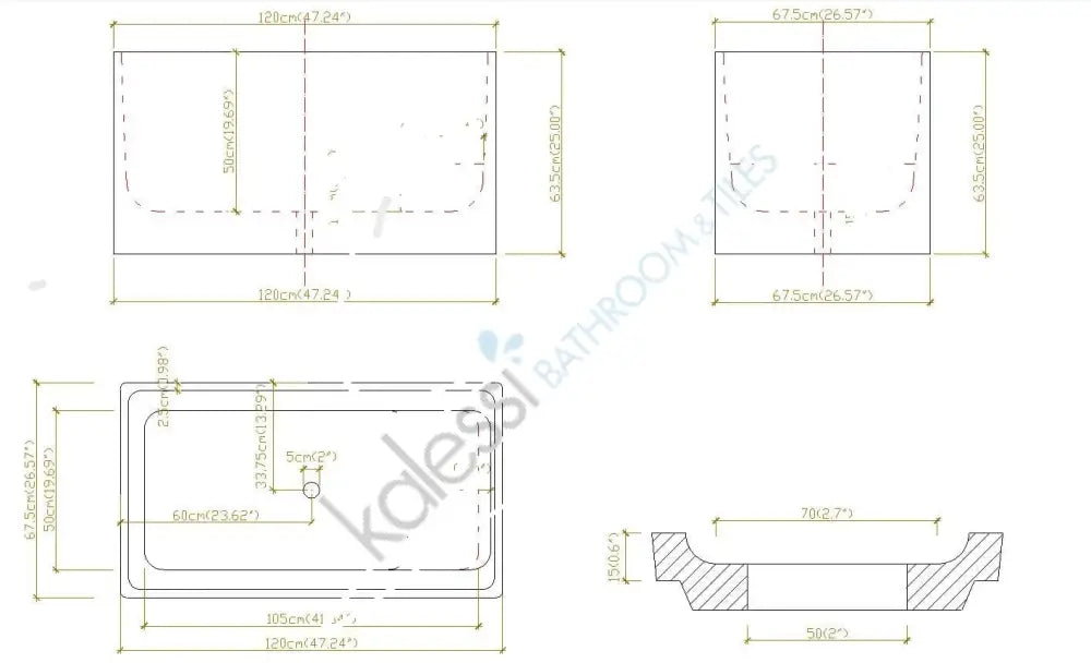 1200Mm Free Standing Square Bathtub