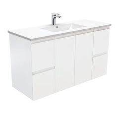 MILAN Fingerpull 1200 Wall-Hung Vanity In Gloss White, Matte White And Matte Black