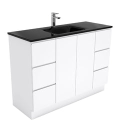 CUBA Black 1200 + Gloss White Fingerpull Wall-Hung/Kickboard/On Legs