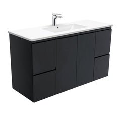 MILAN Fingerpull 1200 Wall-Hung Vanity In Gloss White, Matte White And Matte Black