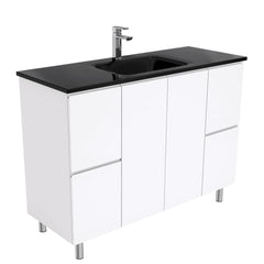 CUBA Black 1200 + Gloss White Fingerpull Wall-Hung/Kickboard/On Legs