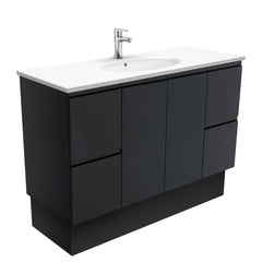 MARY Fingerpull Matte Black 1200 Wall-Hung/Kickboard Vanity