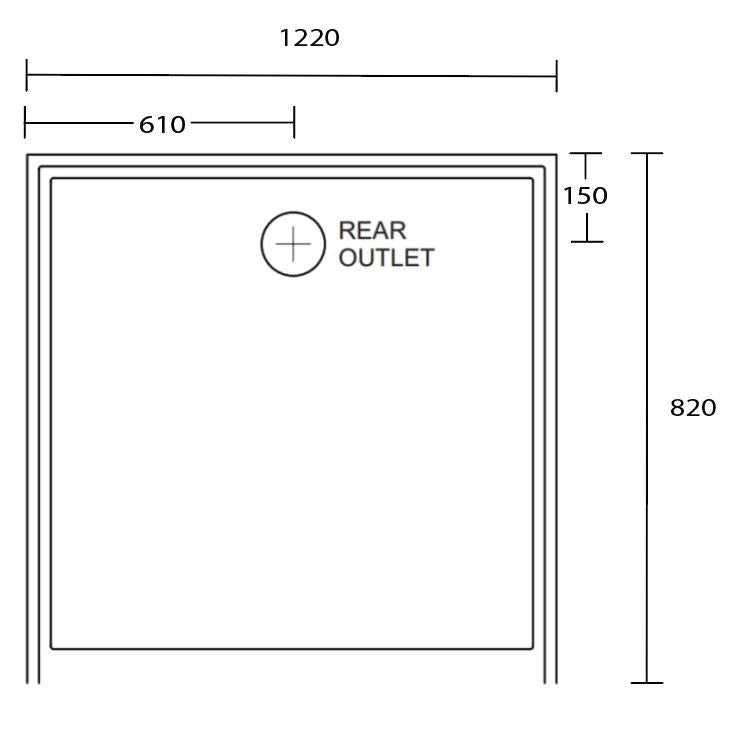 Aussie Polymarble Shower Base 1220x820 Rear Outlet White