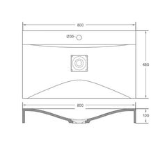 VERSILIA Concrete Basin In 800×480×100mm With Grey Mist And French Grey