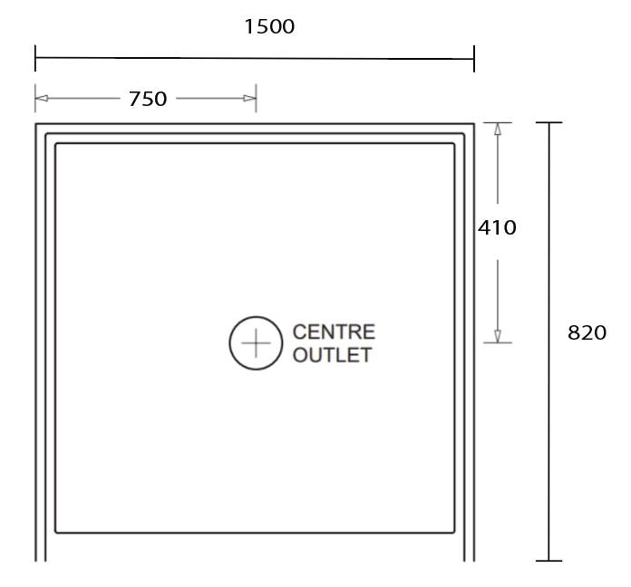 Aussie Polymarble Shower Base 1500x820 Centre Outlet White