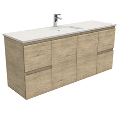 HEBREW Roman Sand 1500, Single Bowl + EDGE Industrial/Scandi OaK Wall-Hung