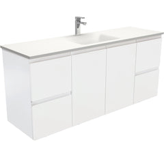 CUBA Phoenix Stone 1500, Single Bowl + Matte White Fingerpull Wall-Hung/Kickboard