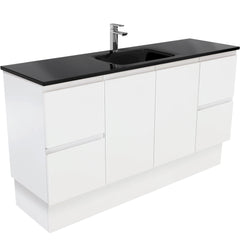 CUBA Black 1500, Single Bowl + Matte White Fingerpull Wall-Hung/Kickboard