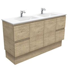 GREEK Edge Scandi Oak 1500 Double Bowl Wall-Hung/Kickboard Vanity