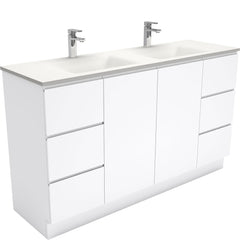 CUBA Phoenix Stone 1500, Double Bowl + Gloss White Fingerpull Wall-Hung/Kickboard