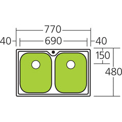 DIAZ Double Bowl Topmount Sink Available In 780x480x200mm