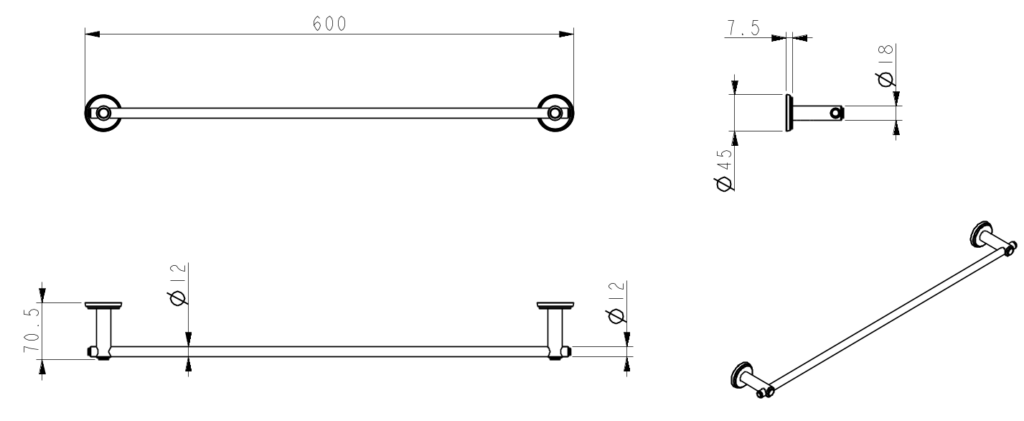 Mica Heritage Single Towel Rail