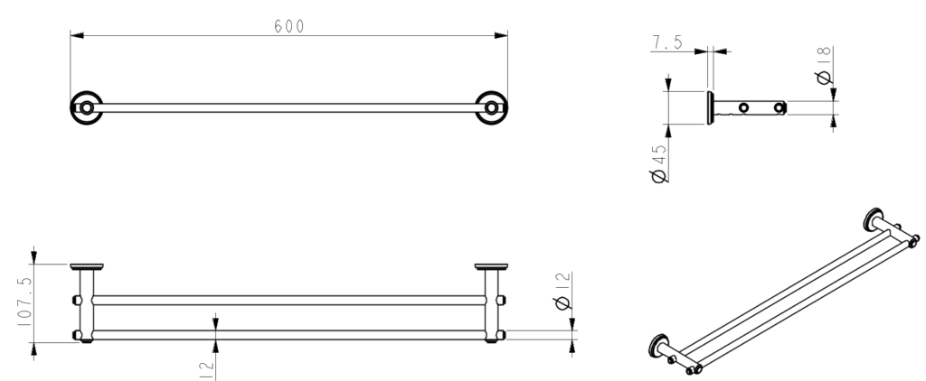 Mica Heritage Double Towel Rail