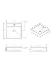 EDGE Gloss White Ceramic Basin In 450 w x 100 H x 450 mm