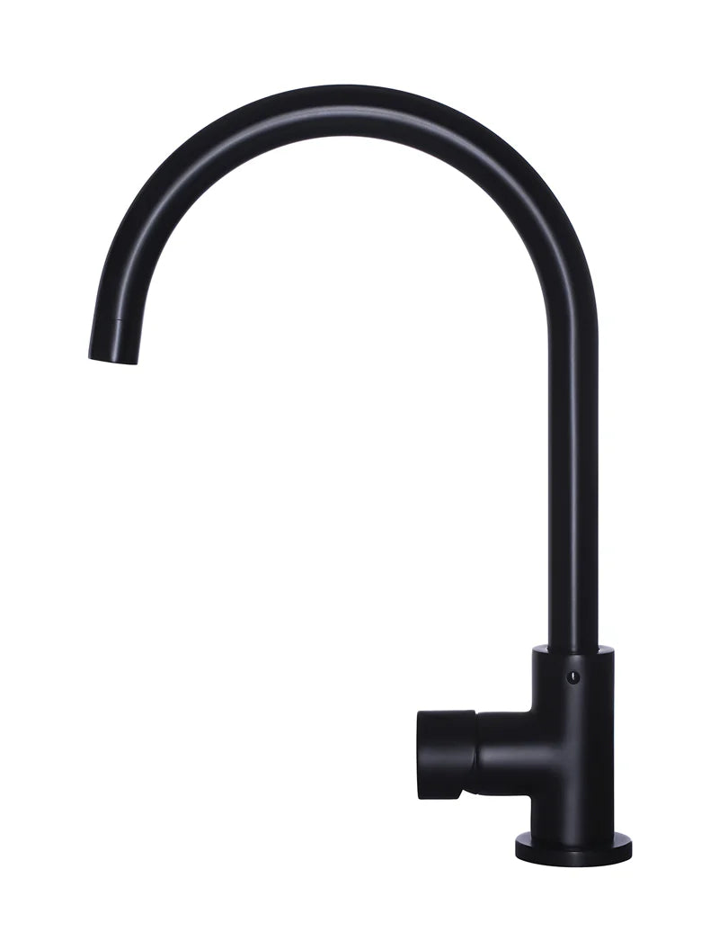MEIR Round Gooseneck Kitchen Mixer Tap with Pinless Handle
