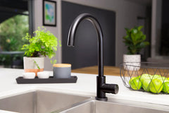 MEIR Round Gooseneck Kitchen Mixer Tap with Pinless Handle