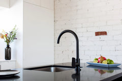 Round Gooseneck Kitchen Mixer Tap with Paddle Handle