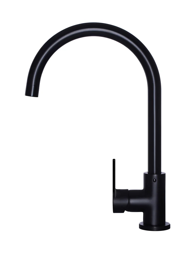 Round Gooseneck Kitchen Mixer Tap with Paddle Handle