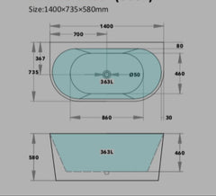 PERFECT Back to Wall Bath in Gloss White or Matte Black & SPA-BATH 1300,1400, 1500 AND 1700