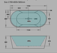 PERFECT Back to Wall Bath in Gloss White or Matte Black & SPA-BATH 1300,1400, 1500 AND 1700
