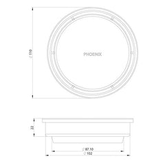 Phoenix POINT Drain Round 100mm Outlet 90mm In Stainless Steel Or Matte Black