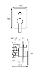 BARCELONA Chrome Wall Mixer With Diverter