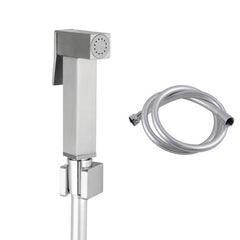 MINI Square Toilet Bidet Spray Kit with 1.2m PVC Hose in black, Chrome and brass brushed nickel
