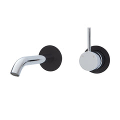 Rio UP Wall Basin/Bath Mixer Set, Matte Black Round Plates, 160mm Outlet,chrome,Brushed Nickel,Gun Metal,Matte Black,Urban Brass