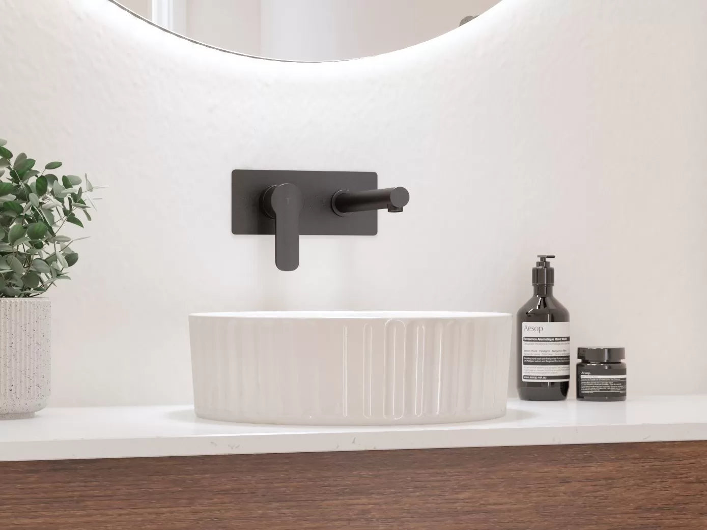 LURE FLUTE Basin in White gloss And White Matt finish