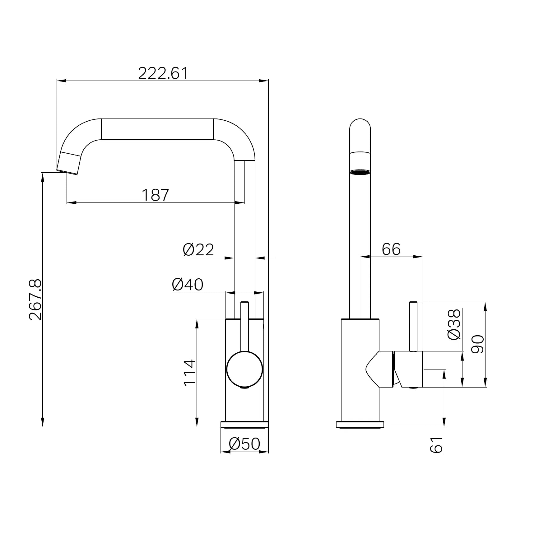 Dolce II Sink Mixer - Square Spout