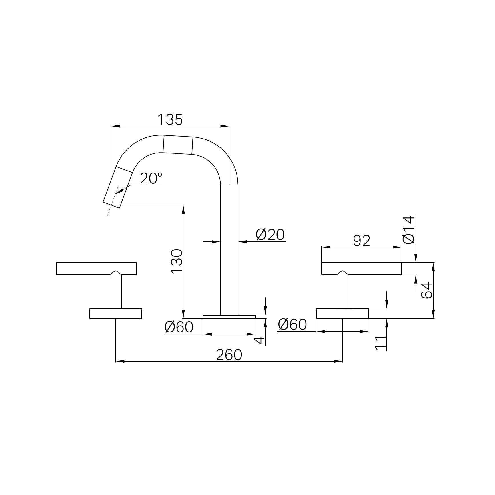 Mecca Lever Basin Set Edge Spout