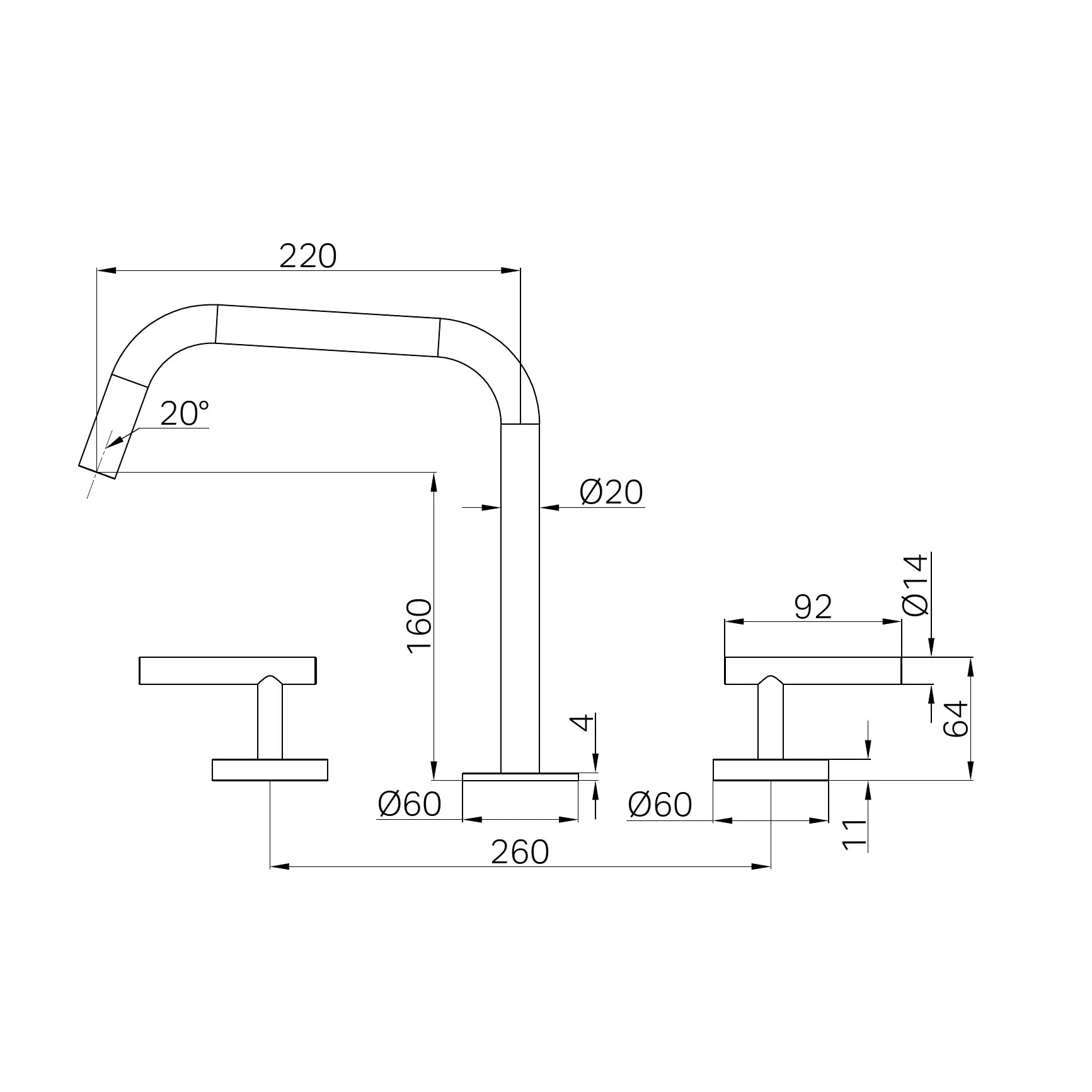 Mecca Lever Bath/Kitchen Set Edge Spout II