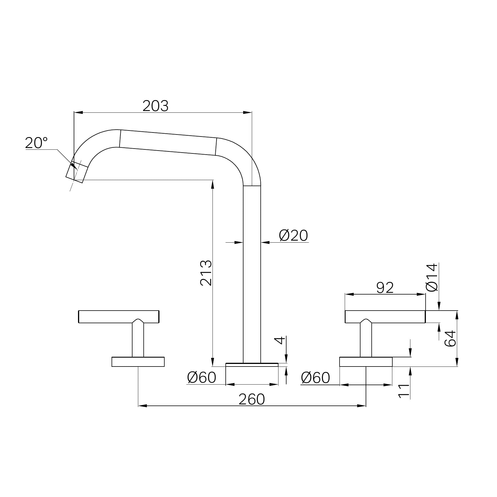 Mecca Lever Bath/Kitchen Set Edge Spout